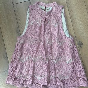 Love Fire Laced Mock neck sleeveless blouse